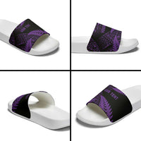 New Zealand Rugby Pacific Personalised Slide Sandals All Purple Maori Pasifika Fern Pattern - Polynesian Pride