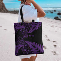 New Zealand Rugby Pacific Personalised Tote Bag All Purple Maori Pasifika Fern Pattern - Polynesian Pride