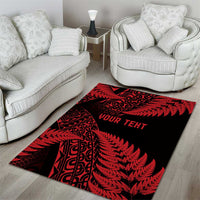 New Zealand Rugby Pacific Personalised Area Rug All Red Maori Pasifika Fern Pattern