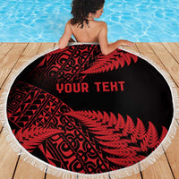 New Zealand Rugby Pacific Personalised Beach Blanket All Red Maori Pasifika Fern Pattern