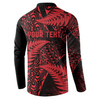 New Zealand Rugby Pacific Personalised Button Sweatshirt All Red Maori Pasifika Fern Pattern