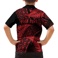 New Zealand Rugby Pacific Personalised Family Matching Long Sleeve Bodycon Dress and Hawaiian Shirt All Red Maori Pasifika Fern Pattern
