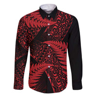New Zealand Rugby Pacific Personalised Family Matching Off The Shoulder Long Sleeve Dress and Hawaiian Shirt All Red Maori Pasifika Fern Pattern
