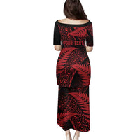 New Zealand Rugby Pacific Personalised Family Matching Puletasi and Hawaiian Shirt All Red Maori Pasifika Fern Pattern