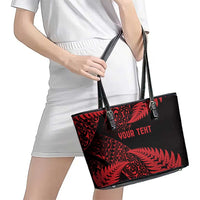 New Zealand Rugby Pacific Personalised Leather Tote Bag All Red Maori Pasifika Fern Pattern