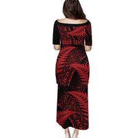 New Zealand Rugby Pacific Personalised Puletasi All Red Maori Pasifika Fern Pattern