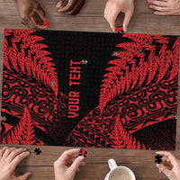 New Zealand Rugby Pacific Personalised Puzzle All Red Maori Pasifika Fern Pattern - Polynesian Pride