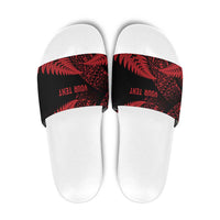 New Zealand Rugby Pacific Personalised Slide Sandals All Red Maori Pasifika Fern Pattern - Polynesian Pride