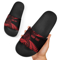 New Zealand Rugby Pacific Personalised Slide Sandals All Red Maori Pasifika Fern Pattern - Polynesian Pride