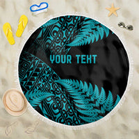 New Zealand Rugby Pacific Personalised Beach Blanket All Turquoise Maori Pasifika Fern Pattern