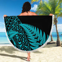 New Zealand Rugby Pacific Personalised Beach Blanket All Turquoise Maori Pasifika Fern Pattern