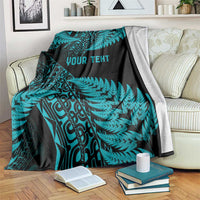 New Zealand Rugby Pacific Personalised Blanket All Turquoise Maori Pasifika Fern Pattern