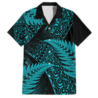 New Zealand Rugby Pacific Personalised Family Matching Off The Shoulder Long Sleeve Dress and Hawaiian Shirt All Turquoise Maori Pasifika Fern Pattern