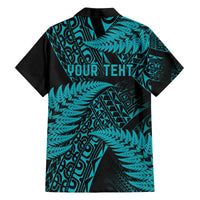 New Zealand Rugby Pacific Personalised Family Matching Off The Shoulder Long Sleeve Dress and Hawaiian Shirt All Turquoise Maori Pasifika Fern Pattern