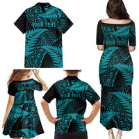 New Zealand Rugby Pacific Personalised Family Matching Puletasi and Hawaiian Shirt All Turquoise Maori Pasifika Fern Pattern
