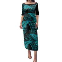 New Zealand Rugby Pacific Personalised Family Matching Puletasi and Hawaiian Shirt All Turquoise Maori Pasifika Fern Pattern