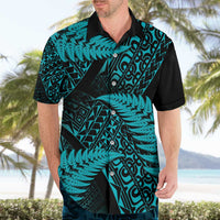 New Zealand Rugby Pacific Personalised Hawaiian Shirt All Turquoise Maori Pasifika Fern Pattern