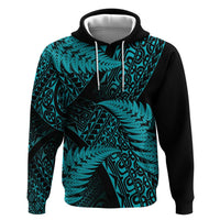 New Zealand Rugby Pacific Personalised Hoodie All Turquoise Maori Pasifika Fern Pattern