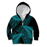 New Zealand Rugby Pacific Personalised Kid Hoodie All Turquoise Maori Pasifika Fern Pattern
