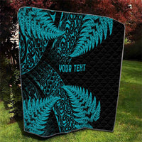 New Zealand Rugby Pacific Personalised Quilt All Turquoise Maori Pasifika Fern Pattern