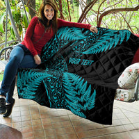 New Zealand Rugby Pacific Personalised Quilt All Turquoise Maori Pasifika Fern Pattern