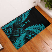 New Zealand Rugby Pacific Personalised Rubber Doormat All Turquoise Maori Pasifika Fern Pattern