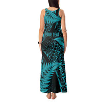 New Zealand Rugby Pacific Personalised Tank Maxi Dress All Turquoise Maori Pasifika Fern Pattern