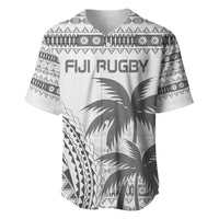 Custom Fiji Rugby Baseball Jersey Polynesian Fijian Masi Palm Tree LT9 White - Polynesian Pride
