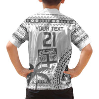 Custom Fiji Rugby Family Matching Off Shoulder Maxi Dress and Hawaiian Shirt Polynesian Fijian Masi Palm Tree LT9 - Polynesian Pride