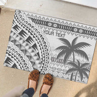 Custom Fiji Rugby Rubber Doormat Polynesian Fijian Masi Palm Tree