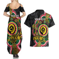 Vanuatu Personalised Couples Matching Summer Maxi Dress and Hawaiian Shirt Aboriginal Dot Paitnting - Polynesian Pride
