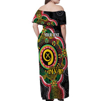 Vanuatu Personalised Family Matching Off Shoulder Maxi Dress and Hawaiian Shirt Aboriginal Dot Paitnting - Polynesian Pride