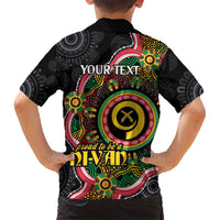 Vanuatu Personalised Family Matching Short Sleeve Bodycon Dress and Hawaiian Shirt Aboriginal Dot Paitnting - Polynesian Pride