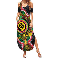 Vanuatu Personalised Family Matching Summer Maxi Dress and Hawaiian Shirt Aboriginal Dot Paitnting - Polynesian Pride