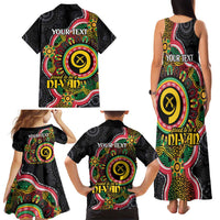 Vanuatu Personalised Family Matching Tank Maxi Dress and Hawaiian Shirt Aboriginal Dot Paitnting - Polynesian Pride