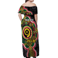 Vanuatu Personalised Off Shoulder Maxi Dress Aboriginal Dot Paitnting - Polynesian Pride