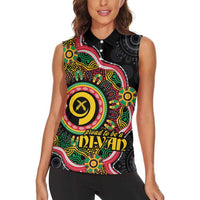 Vanuatu Personalised Women Sleeveless Polo Shirt Aboriginal Dot Paitnting - Polynesian Pride