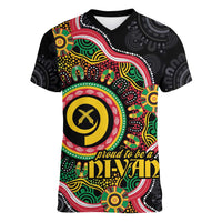 Vanuatu Personalised Women V-Neck T-Shirt Aboriginal Dot Paitnting - Polynesian Pride