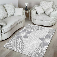 Lotu Tamaiti White Sunday Area Rug Pacific Plumeria Flowers - White Version