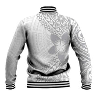 Lotu Tamaiti White Sunday Baseball Jacket Pacific Plumeria Flowers - White Version