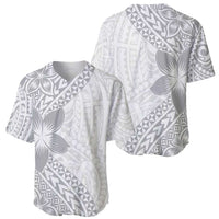 Lotu Tamaiti White Sunday Baseball Jersey Pacific Plumeria Flowers - White Version