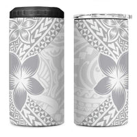 Lotu Tamaiti White Sunday 4 in 1 Can Cooler Tumbler Pacific Plumeria Flowers - White Version
