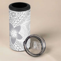 Lotu Tamaiti White Sunday 4 in 1 Can Cooler Tumbler Pacific Plumeria Flowers - White Version