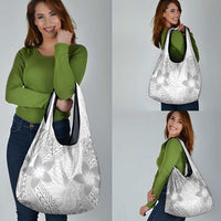 Lotu Tamaiti White Sunday Grocery Bag Pacific Plumeria Flowers - White Version