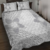 Lotu Tamaiti White Sunday Quilt Bed Set Pacific Plumeria Flowers - White Version