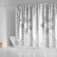 Lotu Tamaiti White Sunday Shower Curtain Pacific Plumeria Flowers - White Version