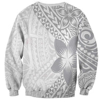 Lotu Tamaiti White Sunday Sweatshirt Pacific Plumeria Flowers - White Version