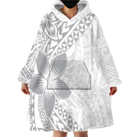 Lotu Tamaiti White Sunday Wearable Blanket Hoodie Pacific Plumeria Flowers - White Version