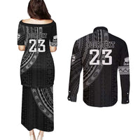 Custom Fiji New Zealand Rugby Couples Matching Puletasi and Long Sleeve Button Shirt Make History Together