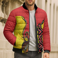 Personalised Papua New Guinea Oro Necklace Bomber Puffer Jacket Gold Melanesia Traditional Pattern